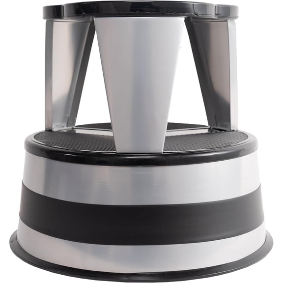 FURNO Kik Step Steel Step Stool - Two Step Stool, Holds 350 lbs (Silvertone)