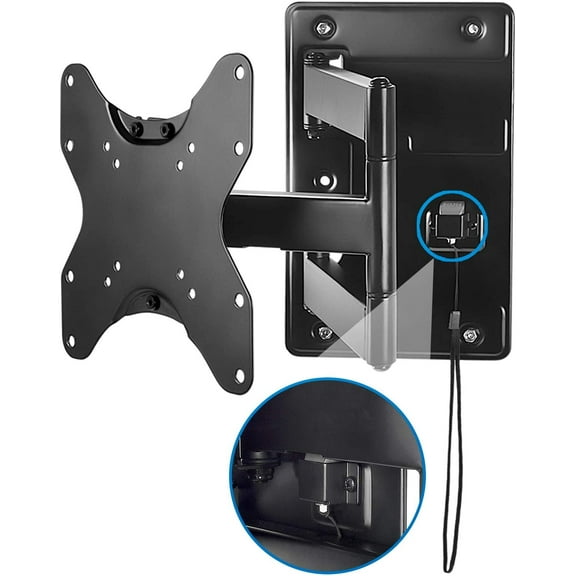 FURNO Lockable RV TV Wall Mount for 23-43 Inch TVs, Quick-Release Full Motion Bracket for Campers, Motorhomes, Trailers & Boats, Secure Swivel Arm, VESA 75x75-200x200, 77 lbs Capacity