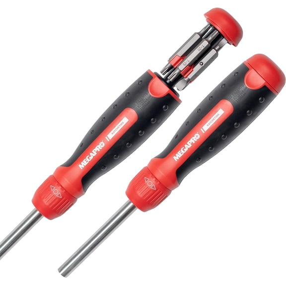 FURNO Original Ratcheting Multi-Bit Screwdriver with  Hex Shaft | Phillips, Torx, Flat, Square | Trades Screwdriver