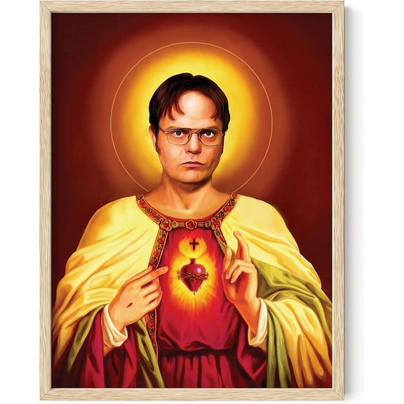 FURNO The Office Dwight Schrute Poster, TV Show Wall Art, Funny Posters, Merchandise (Framed Beige, 12x16)