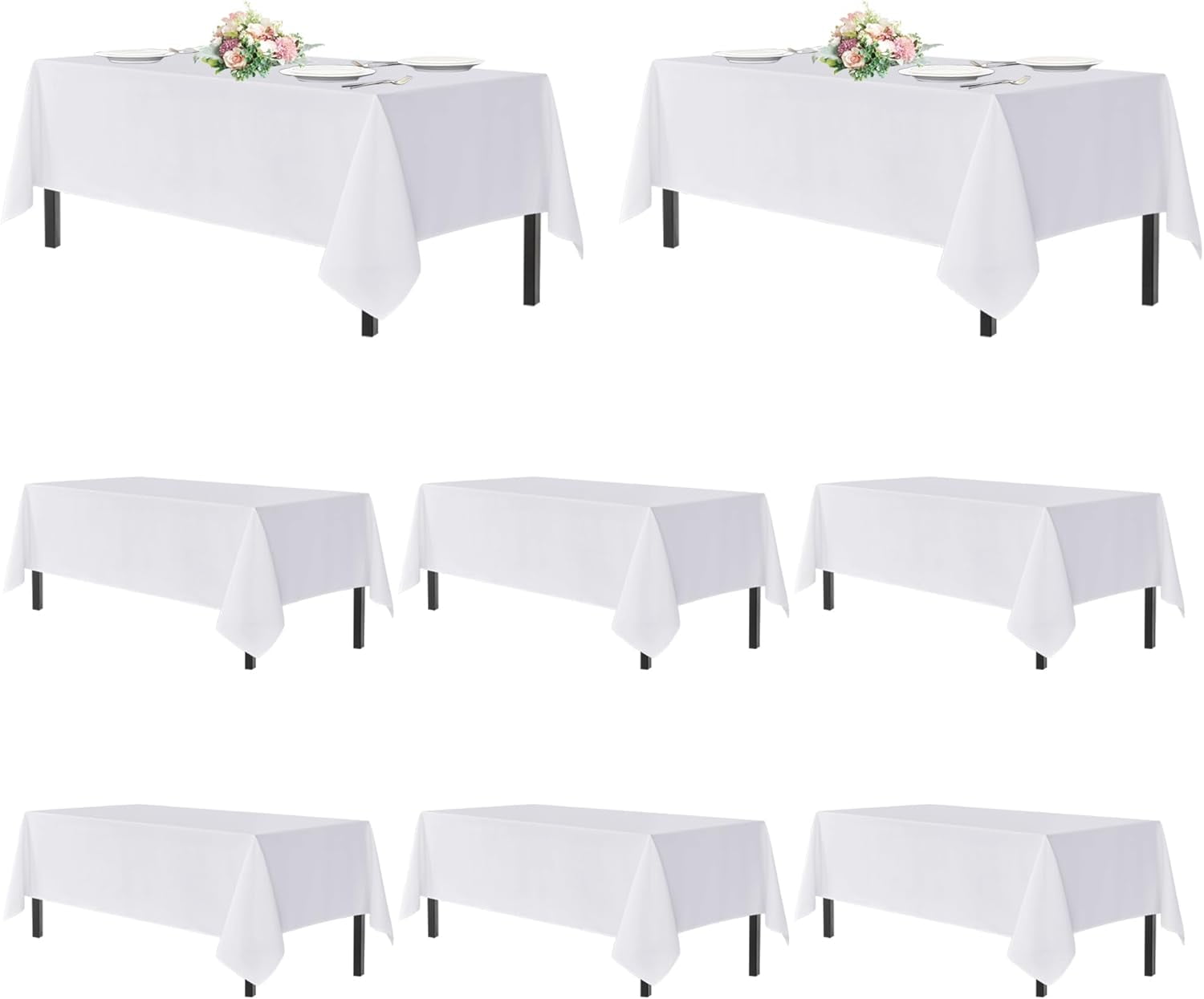 FURNO White Table Cloths Rectangle, 8 Pack Tablecoths for 6 Foot Tables ...