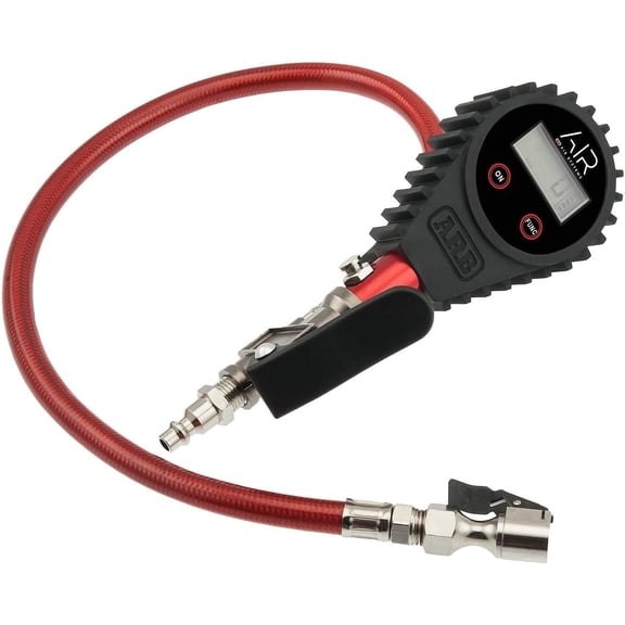 FURNO601 Digital Tire Pressure Gauge with Braided Hose and Chuck, Inflator and Deflator 25-75 PSI Readings