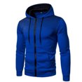 thumbnail image 1 of Men's Winter Hooded Polka Dot Casual Sports Cardigan Sweatshirt Long Sleeves 2XL Blue, 1 of 3