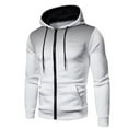 thumbnail image 1 of Men's Winter Hooded Polka Dot Casual Sports Cardigan Sweatshirt Long Sleeves M White, 1 of 4