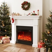 FURRYFECTION 48" Electric Fireplace with Mantel, 23" Freestanding Fireplace Heater TV Stand with Adjustable 3D Flame, Remote Control, 1500W, White