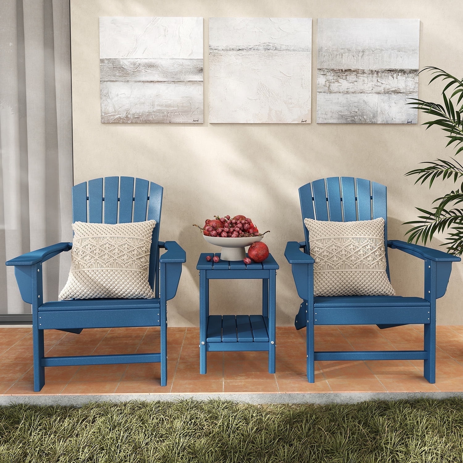 FURRYFECTION Adirondack Chairs Set of 2,HDPE All-Weather Adirondack Chair, Plastic Outdoor Patio Lawn Chairs for Patio Garden Backyard Deck,Blue