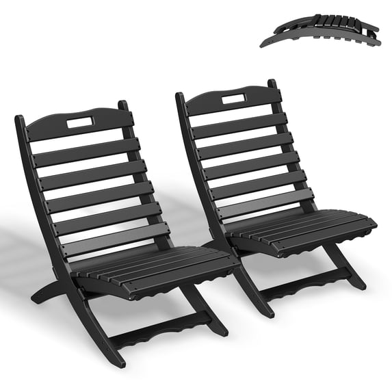 FURRYFECTION HDPE Adirondack Chairs Set of 2, Black
