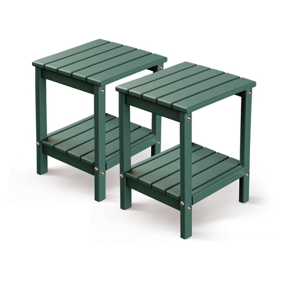 FURRYFECTION Adirondack Outdoor Side Table set of 2, 14’’ x 13’’ HDPE Plastic All Weather End Tables(set of 2)