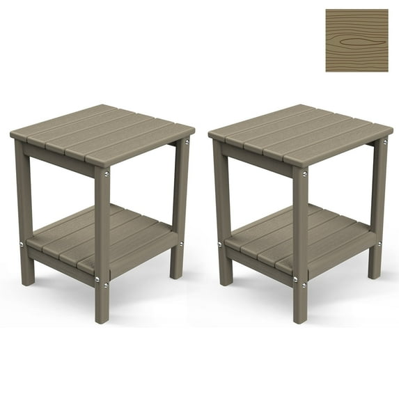 FURRYFECTION Adirondack Side Table set of 2, Small Table with Bottom Shelf for Outdoor&Indoor(set of 2)