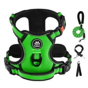 FURRYFECTION Dog Harness and Leash Set, No-Pull & No Choke Dog Vest with Easy Handle, Puppy Harness with Light-Weight Leash for Small Dogs & Pets,Green