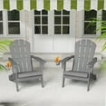 thumbnail image 1 of FURRYFECTION Folding Adirondack Chair Set of 2 with Cup Holder,All-Weather HDPE Outdoor Fir Pit Chairs for Patio Garden Backyard,Grey, 1 of 9