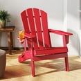 thumbnail image 1 of FURRYFECTION Folding Adirondack Chair with Cup Holder,All-Weather HDPE Outdoor Fir Pit Chairs for Patio Garden Backyard,Red, 1 of 9