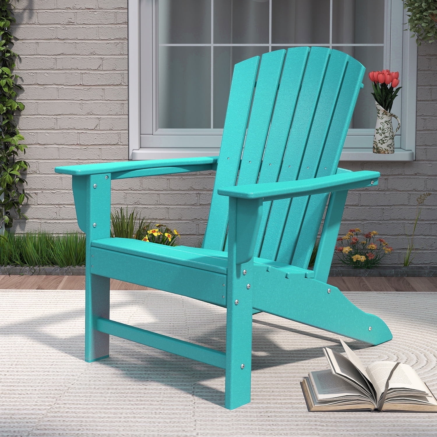 FURRYFECTION Outdoor Adirondack Chair,HDPE All-Weather Adirondack Chair, Plastic Outdoor Patio Lawn Chairs for Patio Garden Backyard Deck,Aqua