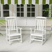 FURRYFECTION Outdoor Rocking Chair Set of 2 with High Back,HDPE Oversized Adirondack Slat Rocker Chairs for Patio,Garden,Lawn,Balcony,White