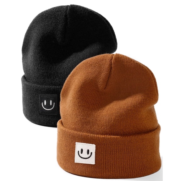 FURTALK 2 Pack Baby Beanie Cute Toddler Winter Hat Knit Boys Girls Warm Kids Embroidered Beanies Cap for 0-8 Years