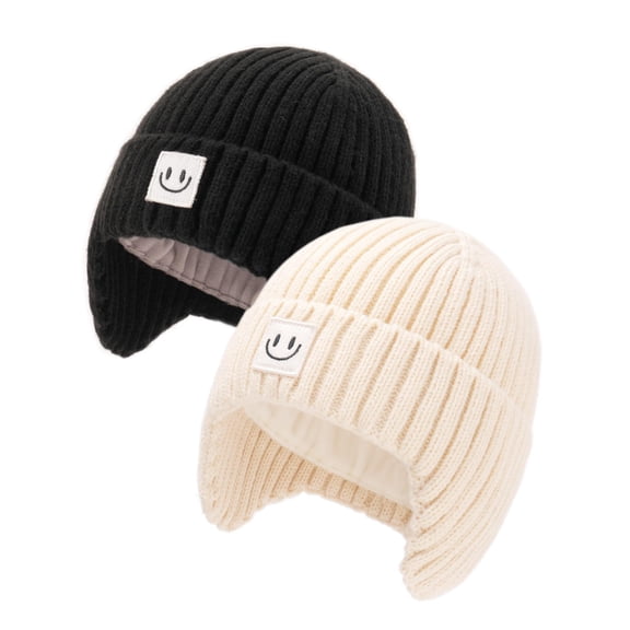 FURTALK 2 Pack Baby Beanie Toddler Winter Warm Hat Infant Soft Fleece Lined with Earflap Cute Knit Kids Caps