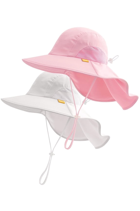 2PC Toddler Kids Sun Hat UPF 50+ Sun Protective Bucket Hat for Baby Summer Beach Hats