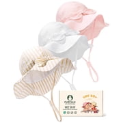 FURTALK 3 Pack Baby Sun Hat Toddler Beach Hat Girls UPF 50+ Wide Brim Infant Kids Summer Adjustable Sun Protection