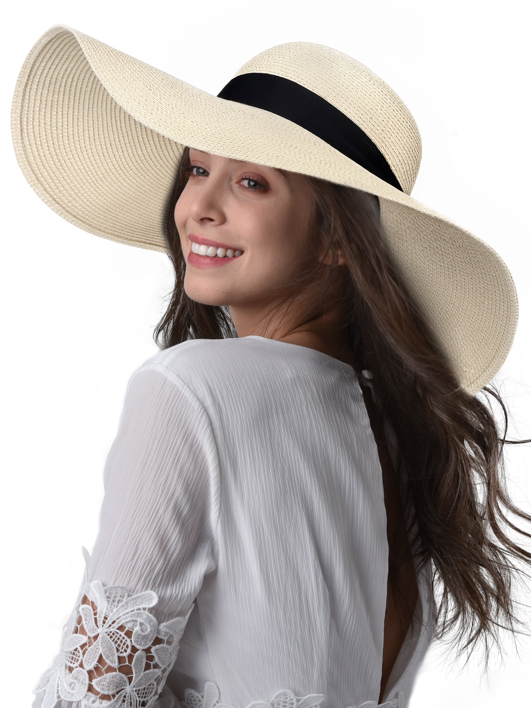 Folding Beach Hat Womens Woven Sun Hat Women's Floppy Straw Hat Uv  Protection Sun Hats for Women Woven at  Women's Clothing store