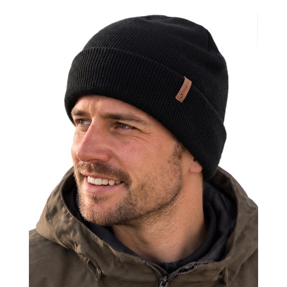 FURTALK Mens Beanie Fleece Lined Winter Hats Double Layered Stylish Knited Cuffed Plain Hat