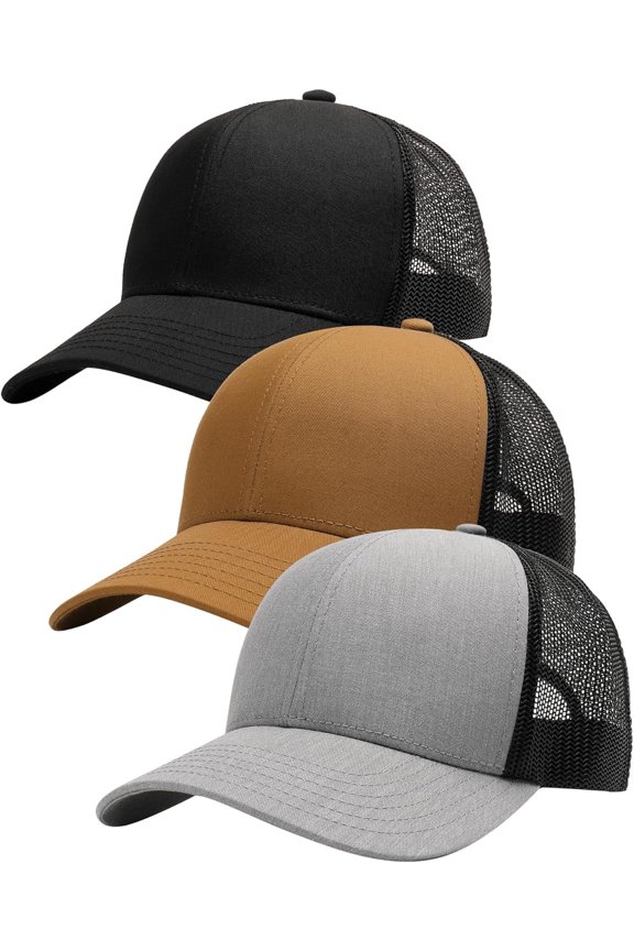 Mens Trucker Hat Structured Mesh Baseball Cap Adjustable Classic Hat One Size Fits Most Black