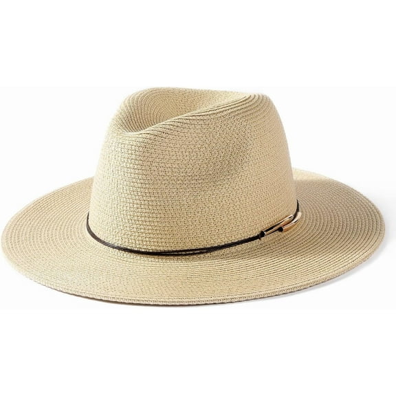 YEKEYI Panama Hat Sun Hats for Women Men Wide Brim Fedora Straw Beach Hat UV UPF 80 