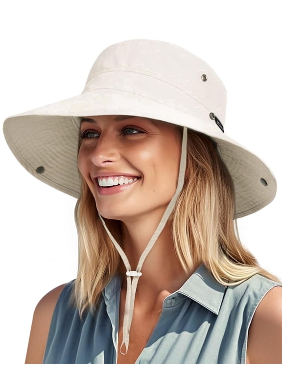 Sun Hats for Women Ponytail UV Protection Beach Summer Hat Wide Brim Packable Cowboy Hat