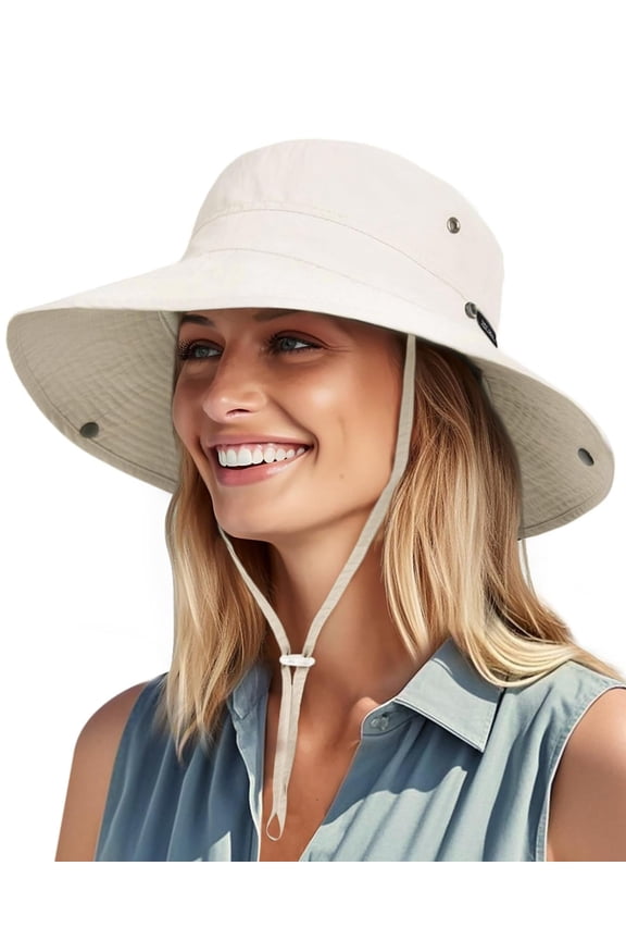 Sun Hats for Women Ponytail UPF 50+ Beach Summer Hat Wide Brim Packable Cowboy Hat