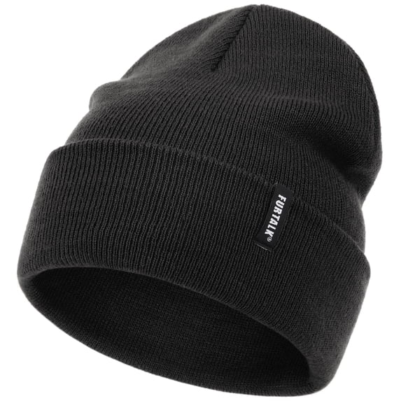 FURTALK Toddler Beanie for Boys Girls Black Baby Kids Beanies Knit Winter Hats for 0-3 Years Child