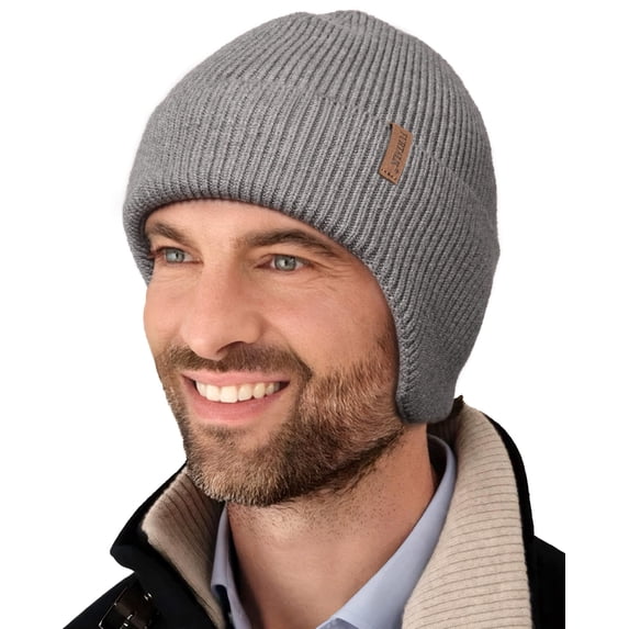 FURTALK Winter Beanie Hats with Earflap for Men Warm Fleece Line Knitted Outdoor Caps
