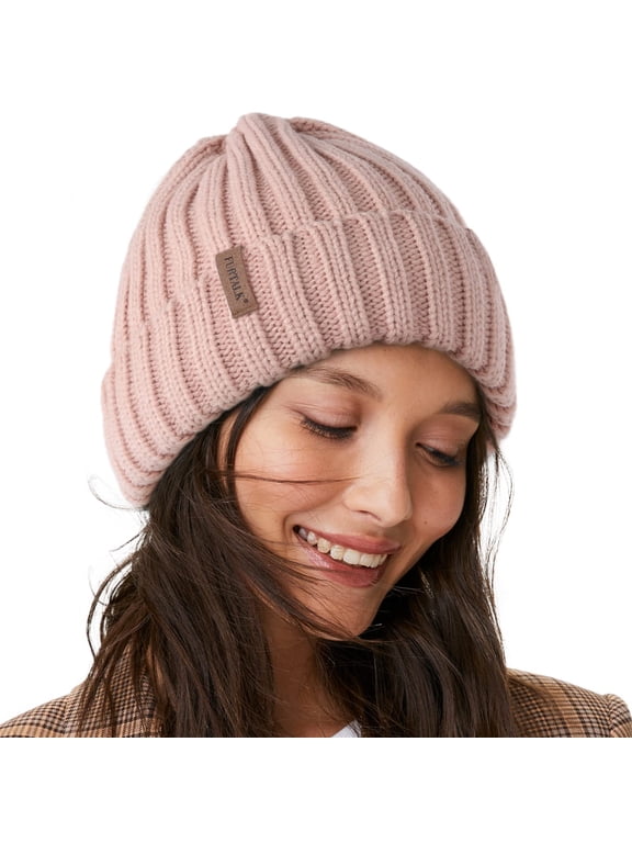 Winter Hats for Women Fleece Lined Beanie Knit Chunky Womens Snow Cap