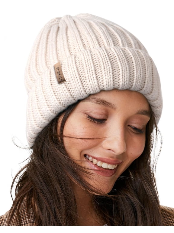Winter Hats for Women Fleece Lined Beanie Knit Chunky Womens Snow Cap