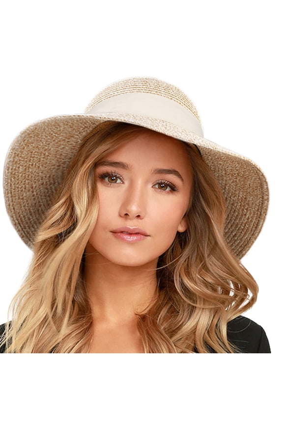 Womens Beach Sun Straw Hat UV UPF 80+ Travel Foldable Brim Summer UV Hat