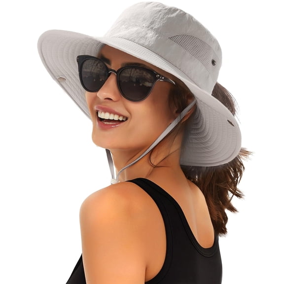 FURTALK Womens Sun Hat with Ponytail Hole Beach Hiking Summer Wide Brim UPF 80  Outdoor Protection Foldable Bucket Hat