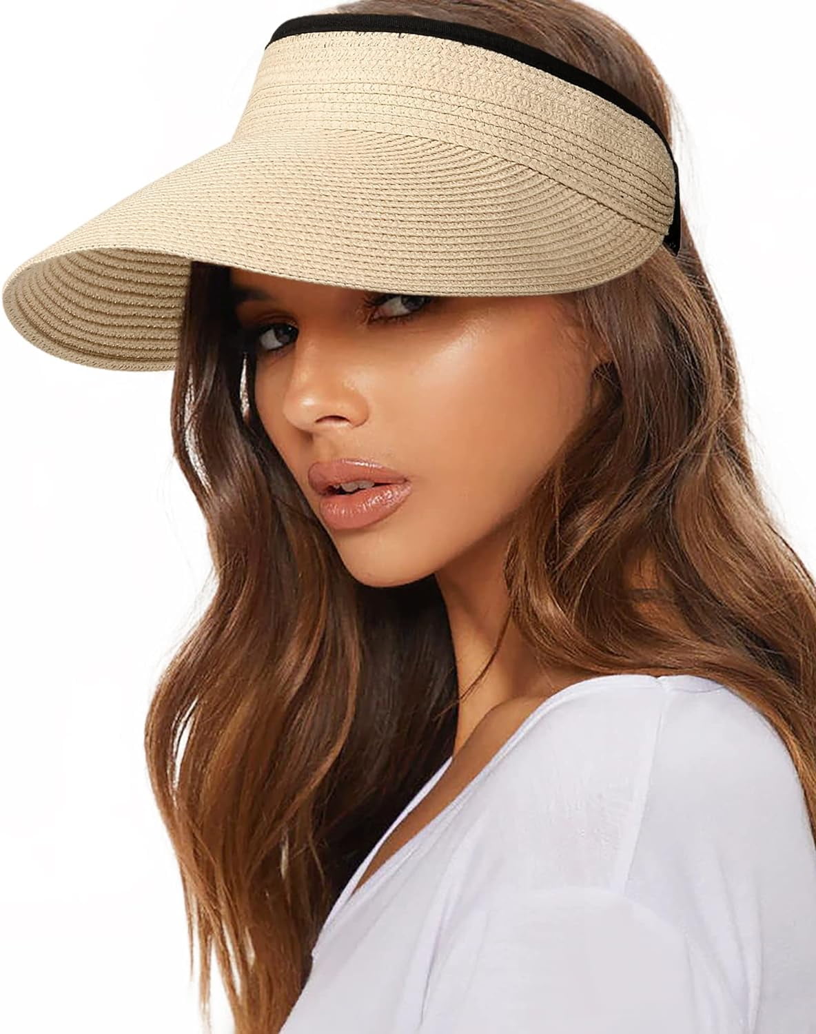 FURTALK Womens Sun Visor Hat Straw Sun Visors for Women Summer Packable