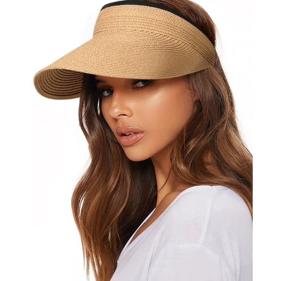 FURTALK Womens Sun Visor Hat Straw Sun Visors for Women Summer Packable Ponytail Beach Hats for Women Travel