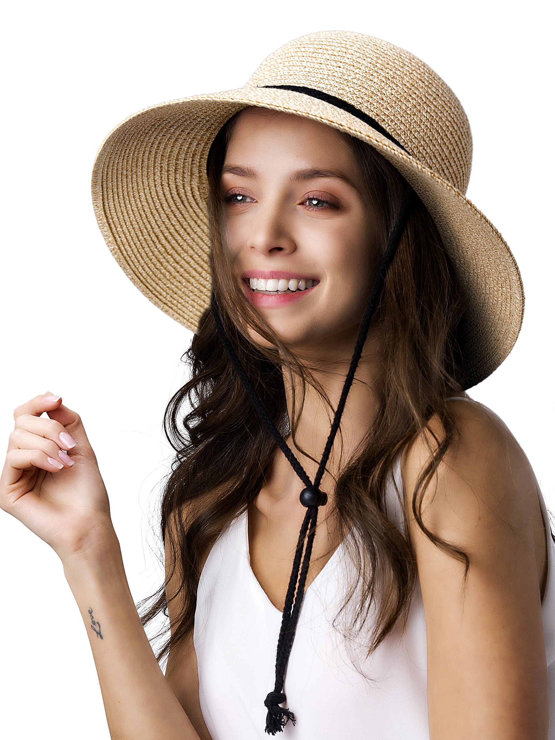 FURTALK Womens Wide Brim Sun Hat UPF 50+ Summer Straw Beach  display picture 1