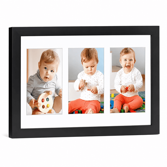 FURVENA 2026 New 3 Photo Collage Solid Black Wood Picture Frame-3 Opening 5 X 7 Picture Slots for Living Room,Bedroom,Office,Hallway,Shelf