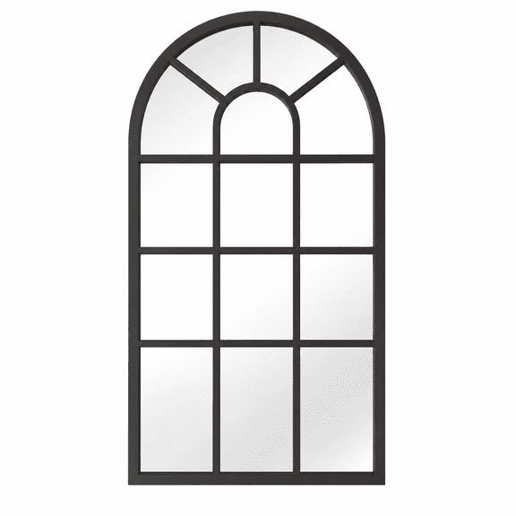 FURVENA 2026 New Arched Mirror Wall Art Simple Windowpane Arch Mirror,Decorative Mirror for Bathroom Farmhouse Entryway,Home Decor for Living Room,Hallway,Bedroom,Office,Black