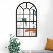 FURVENA 2026 New Arched Mirror Wall Art Simple Windowpane Arch Mirror,Decorative Mirror for Bathroom Farmhouse Entryway,Home Decor for Living Room,Hallway,Bedroom,Office,Black