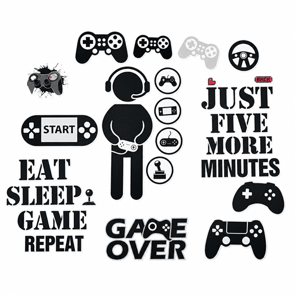 FURVENA 2026 New Gamer Wall Sticker Wall Decals Children Video Game Room Decor Gaming Controller Wall Stickers Removable Diy Cartoon Party Wallpaper for Gamer Bedroom Playroom Decor