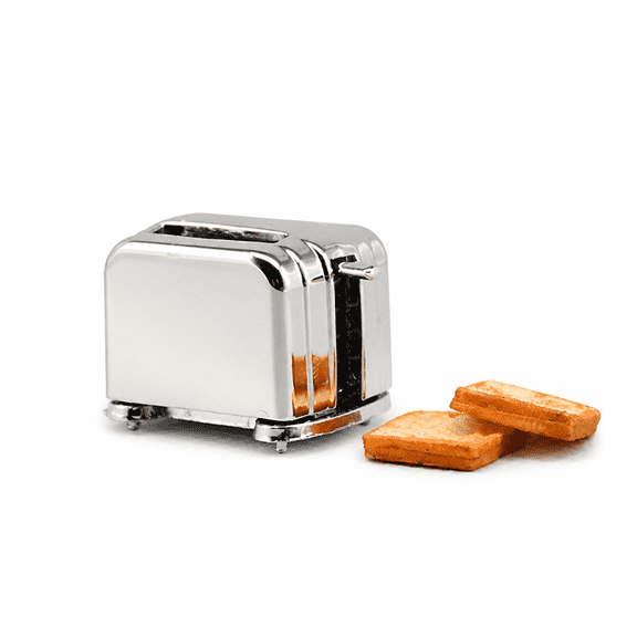 FURVENA 2026 New Mini Bread Machine Miniature Alloy Toaster 1 Set House Decorative Accessory for Dollhouse,Kitchen,Craft,Display