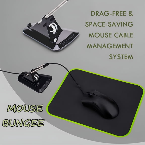 FURVENA 2026 New Mouse Bungee Drag-Free&Space-Saving Mouse Cable Management System Anti-Slip for Gaming,Office,Home,Study,Workstation Black One Size