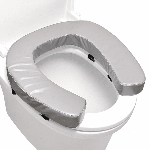 FURVENA 2026 New Soft Padded Toilet Seat Cushion with 2-Inch High-Density Foam&Waterproof Pu Fabric,U-Shape Padded Toilet Cushion-Secure Hook&Loop Tape,Fits Standard/Elongated Toilets (Grey)