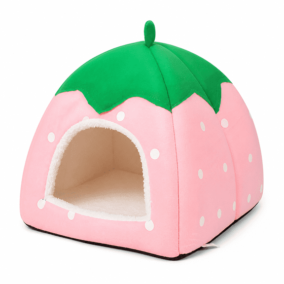 FURVENA 2026 New Strawberry Hamster House,Guinea Pig Hideout,Small Animal Bed,Dwarf Rabbit,Chinchilla,Hedgehog,Ferret Hideaway,Hide Hut,Cage Accessories for Autumn Winter