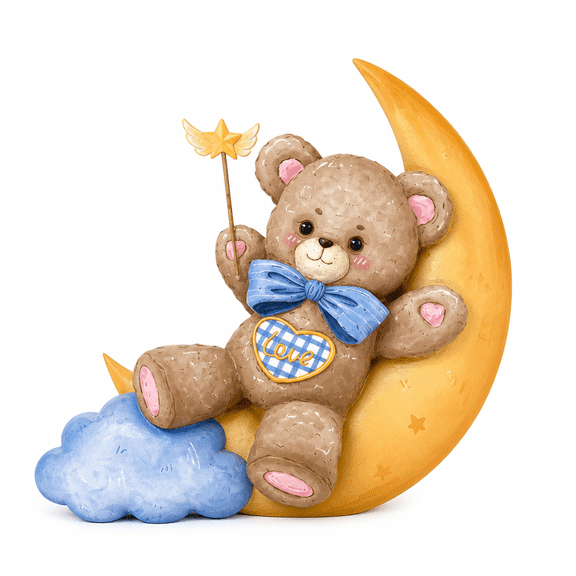 FURVENA 2026 New Wall Decals Teddy Bear Sleeping on the Moon and Stars Wall Stickers for Kids Baby Room Interior Decoration Wall Decals for Nursery,Kids Room,Bedroom,Playroom