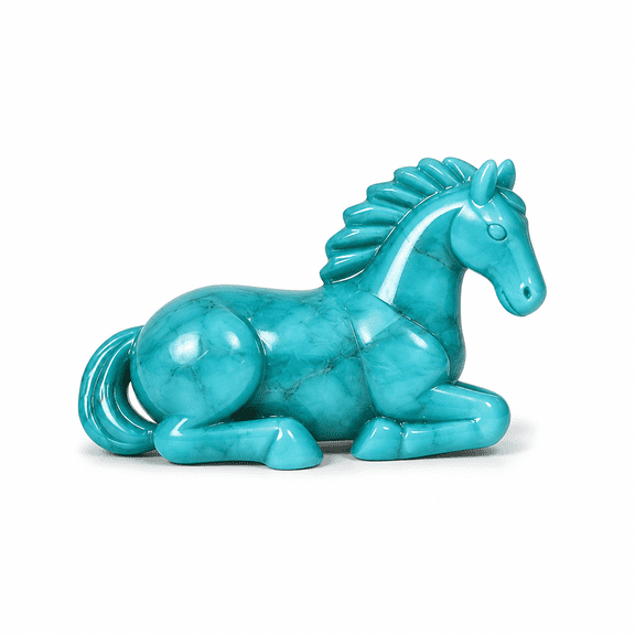 FURVENA 2026 Year of the Horse: Turquoise Guardian Symbol of Health&Smooth Journeys,Hand-Carved Natural Turquoise Horse Figurine,Mini Statue Decor,New Year Lucky Talisman Meaningful (Agate Green,1Pc)