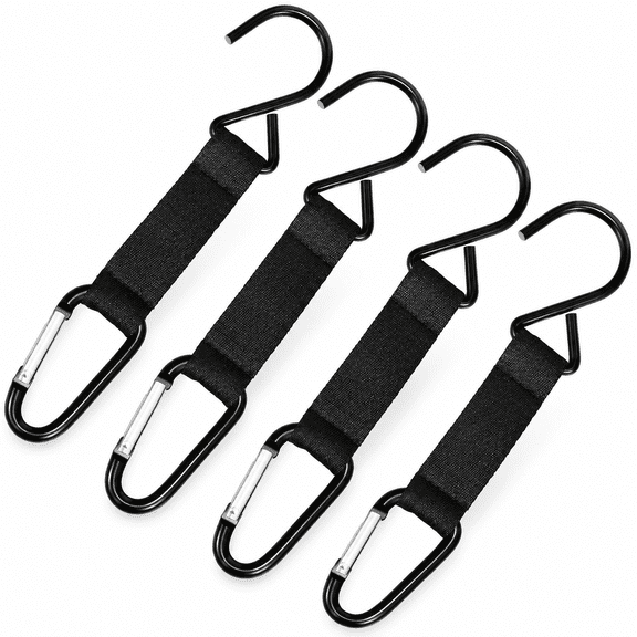 FURVENA 4 Pack Baseball Bag Hook for Fence Heavy Duty Dugout Hook for Bat Bag Backpacks Metal & Nylon Clip for Softball Football Tennis Water Bottle Camping Sports Gear Hanging(Black)