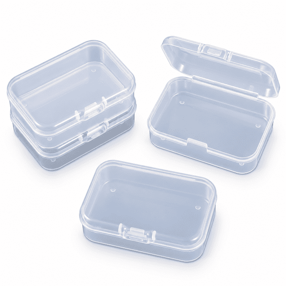 FURVENA 4 Pcs Mini Storage Containers,Mini Clear Plastic Storage Containers Box Small Plastic Box with Lid Small Square Organizer 2.5X1.7X0.7"Es Tiny Case for Beads Accessories,Crafts,Jewelry,