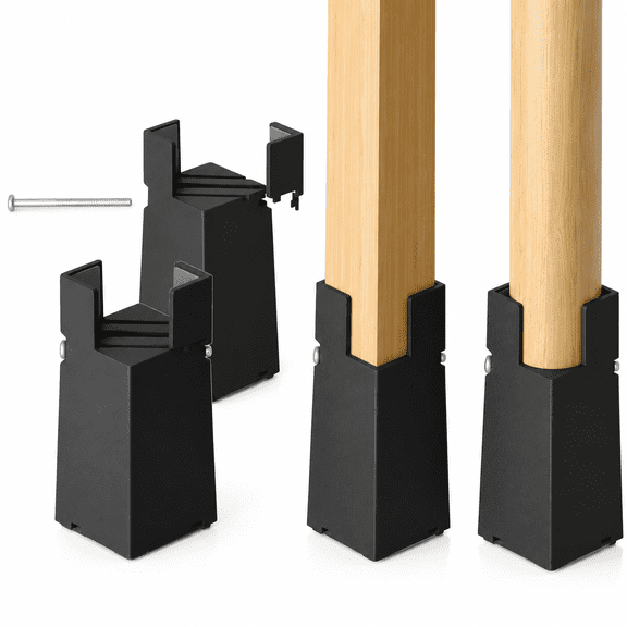 FURVENA Adjustable Bed Risers Furniture Risers 4Pack with Screw Clamp.Table Desk Chair Risers.Bed Risers 4" Fit FurnitureS Square/Round Leg Diameter from 0.8-1.6 (4" Black)